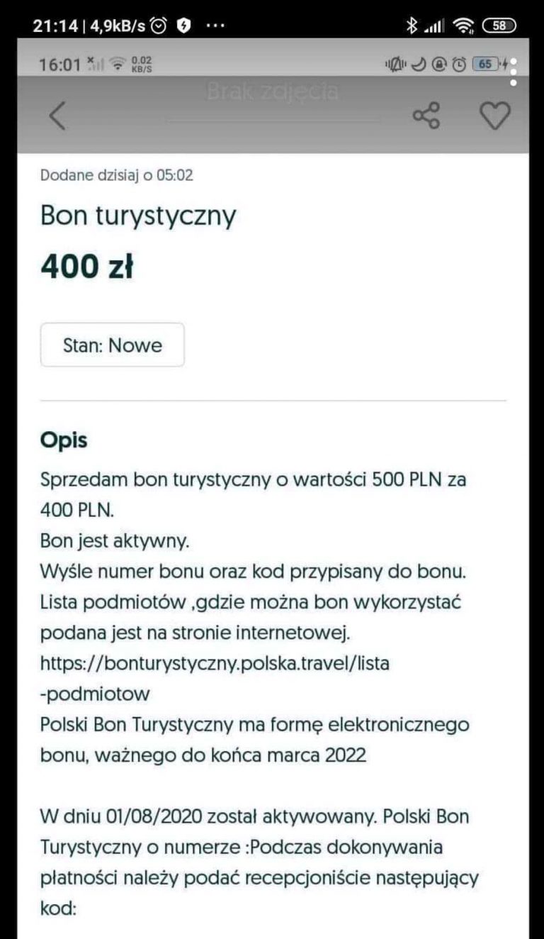 “Bon turystyczny NIE na sprzedaż.” ZUS ostrzega przed tego rodzaju transakcjami.