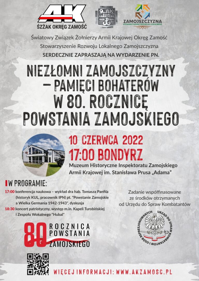 Niezłomni Zamojszczyzny – Pamięci bohaterów w 80. Rocznicę Powstania Zamojskiego